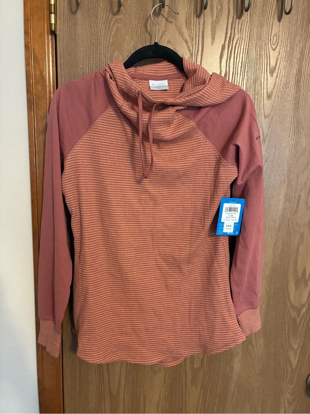 Columbia Women's Cowl-Neck Waffle Knit Pullover - Rosewood
